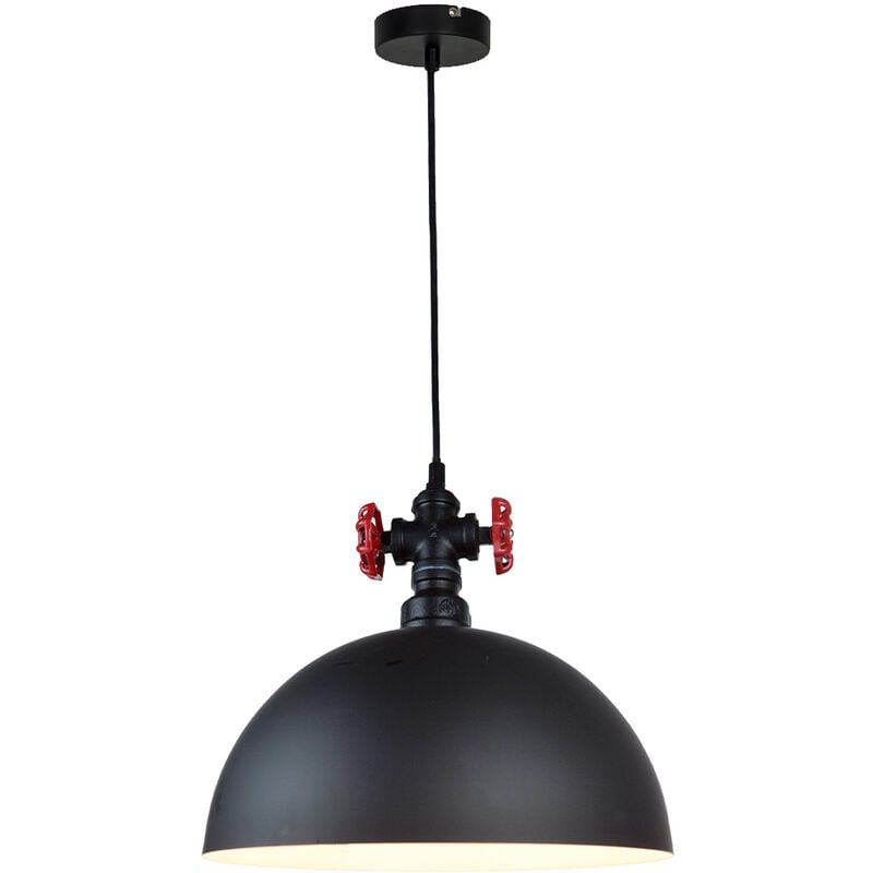 Suspension d'intérieur design Robin 130cm réglable métal noir et rouge led