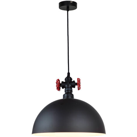Suspension d'intérieur design Robin 130cm réglable métal noir et rouge LED