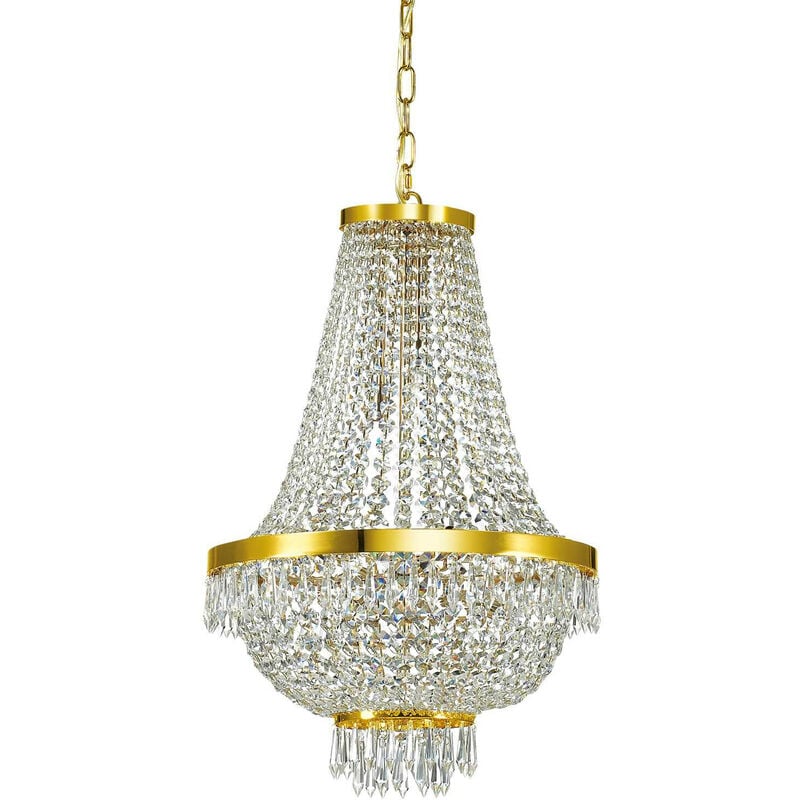 

Ideal Lux Caesar - 9 Araña de luces de cristal con acabado dorado, G9
