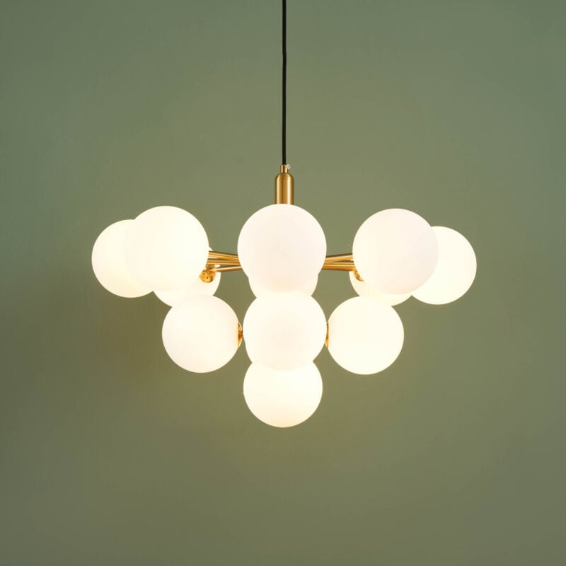 Suspension dorée à sphères blanches - Coretta