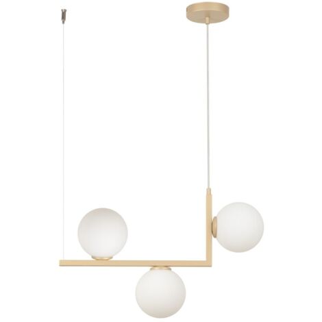 Suspension dorée Andy 3 globes blancs G9 réglable Sigma