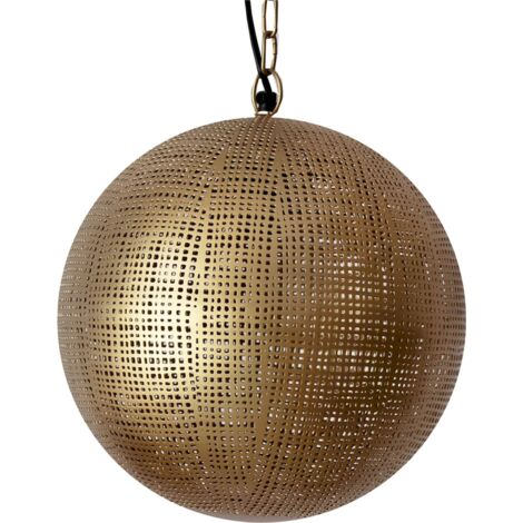 Suspension dorée design en métal pour salon élégant - doré finition or ajouré