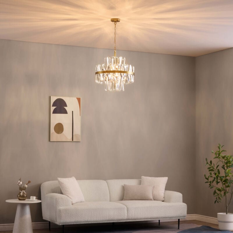 Kosilum - Suspension dorée en cristal pampilles transparentes - Ariella