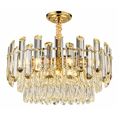 Suspension dorée LED en cristal, design incliné design en verre, 3 couleurs de lumière, dimmable, élégante lampe de luxe