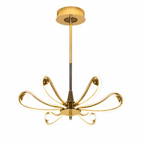 Suspension dorée LED lotus Ø62 cm, design-suspension avec 3 températures de couleur, dimmable, plafonnier moderne
