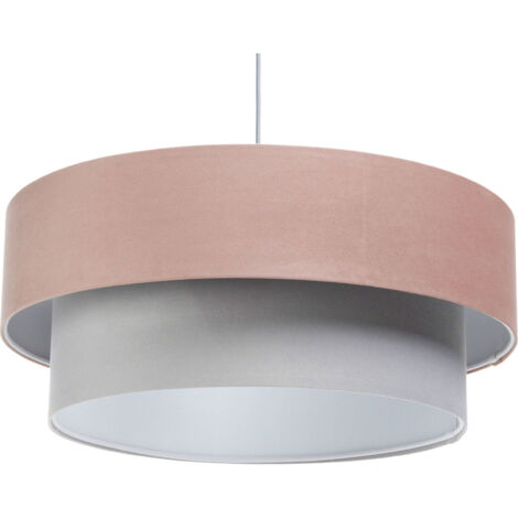 Suspension douce pour chambre enfant tissu structuré rose ou gris - Ø 60 cm - H21 cm