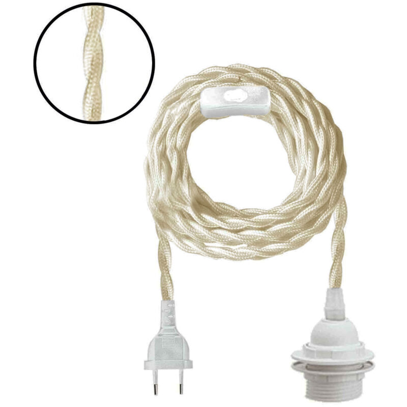 Opjet - Suspension douille baladeuse avec câble torsadé 3 mètres Beige 300 cm