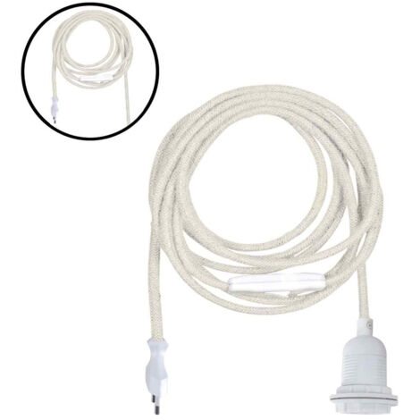 Suspension Douille E27 avec cordon coloris coton et prise de