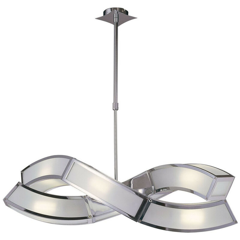 Diyas - Inspired Mantra Fusion Duna GU10 Duna GU10 suspension rectangulaire 2 bras 6 lumières L1/SGU10, chrome poli/acrylique blanc, lampes cfl