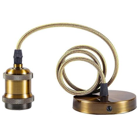 Suspension E27, accessoires pour suspensions E27 avec câble tressé ajustable, style rétro vintage, compatible avec les lampes Edison, installation murale/plafonnier à faire soi-même
