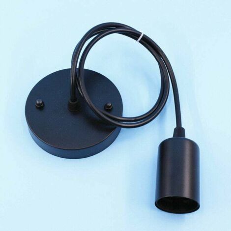 Suspension E27 avec anneau à vis, câble tissu réglable , suspension compatible avec abat-jour, douille idéale pour suspension de cuisine, noir,1.5m S'arêern