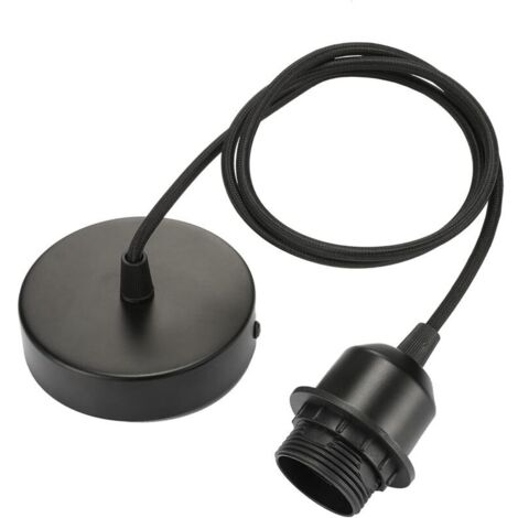 Suspension E27 avec douille à vis, câble textile ajustable de 100 cm, compatible avec tous les abat-jour, idéale pour l'éclairage de cuisine, noire.