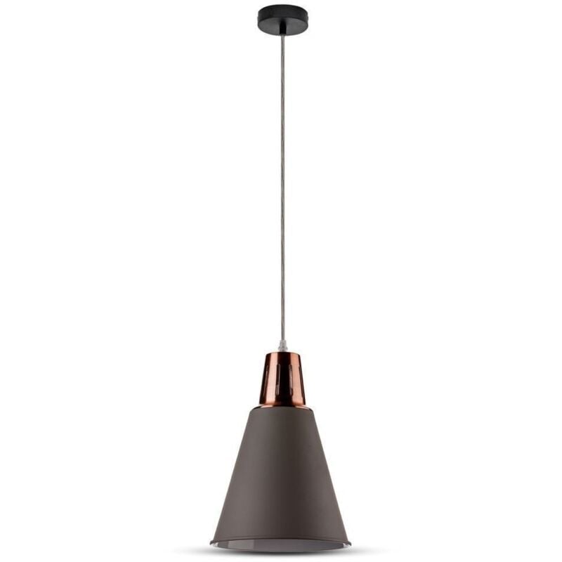 V-tac - Suspension intérieur E27 cuivre et abat jour gris