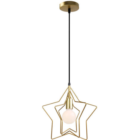 Suspension Éclairage Industriel Lumière Antique Métal 3 étoile , Lustre abat-jour Lampe de Plafond E27 pour Salon Cuisine Salle à Manger