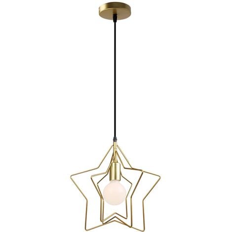 Suspension Éclairage Industriel Lumière Antique Métal 3 étoile , Lustre abat-jour Lampe de Plafond E27 pour Salon Cuisine Salle à Manger