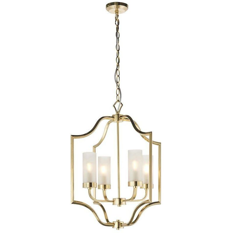 Endon Lighting - Endon Edrea - 4 Light Ceiling Pendant Satin Brass & Frosted Glass, E14