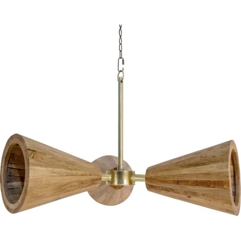 Suspension élégante bois et métal pour intérieur chic - Bois clair avec accent métallique
