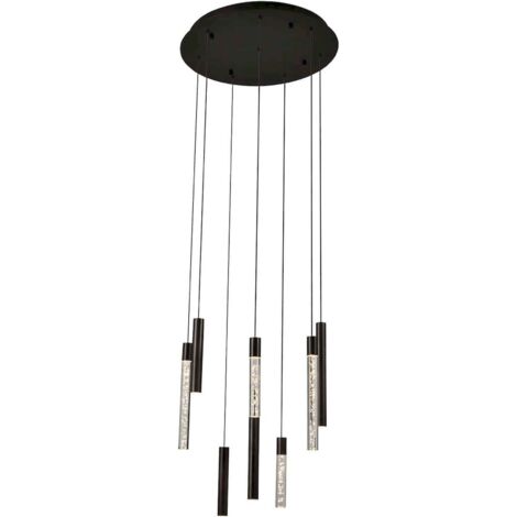 suspension élégante bronze à huit lumières pour salon contemporain - bronze effet métal et verre transparent