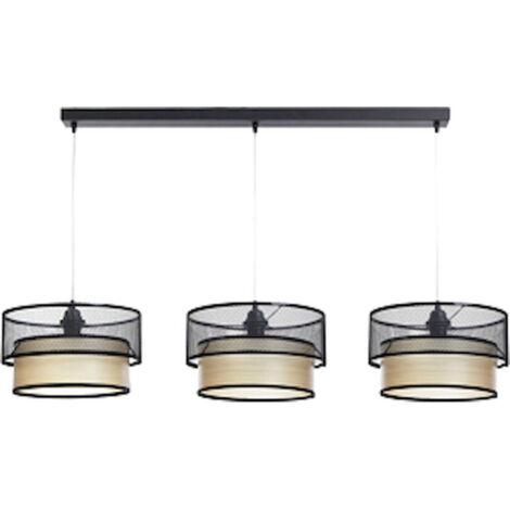 Suspension élégante effet bois lumière LED design ajustable - Noir avec intérieur effet bois foncé