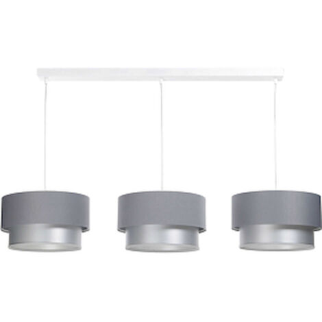 Suspension élégante effet satiné gris et argent pour salon moderne - Gris satin argenté