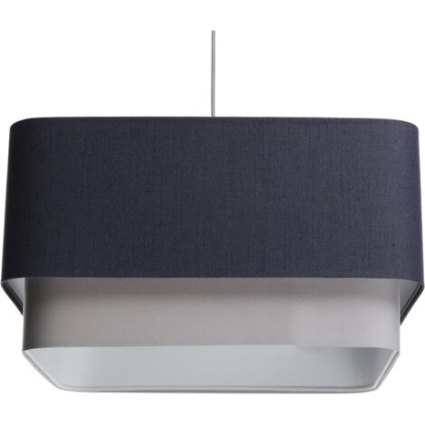 Suspension élégante en lin texturé et PVC gris - Gris linéaire chic et contemporain