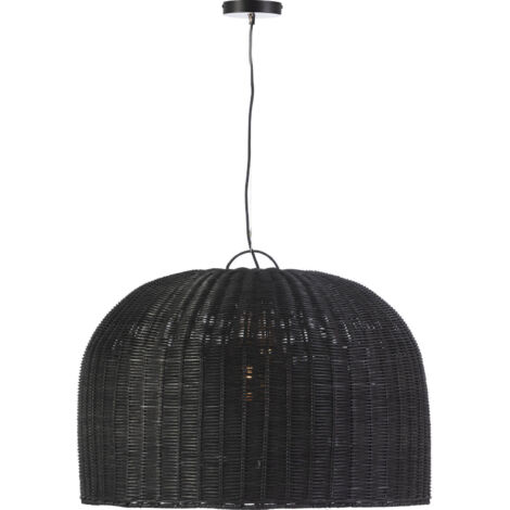Suspension élégante en rotin noir - Noir Profond Tendance Rotin