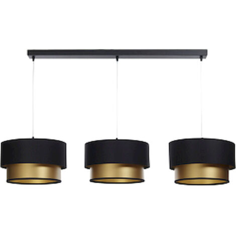 Suspension élégante noire et or intérieur doré effet lumineux - Noir satin intérieur doré mat