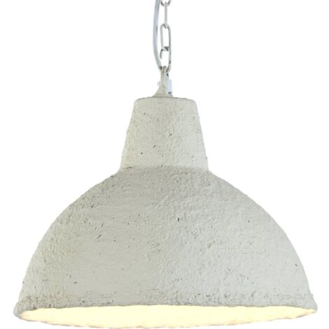 Suspension élégante papier mâché épuré pour intérieur chic - Blanc pur et texturé
