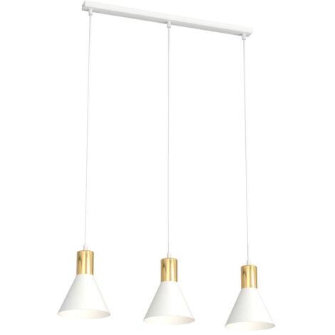 Suspension élégante ROSA métal blanc/or cônes 3xE27 Emibig