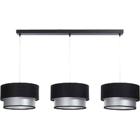 Suspension élégante satin noir intérieur argenté lumière raffinée - Noir satin avec intérieur argenté