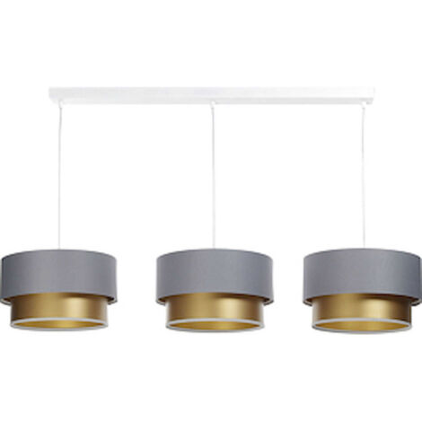 Suspension élégante satinée effet doré lumière chaleureuse - Gris satin avec intérieur doré