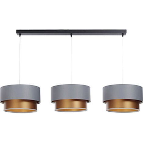 Suspension élégante satinée lumière chaleureuse intérieur moderne - Gris satin intérieur cuivre