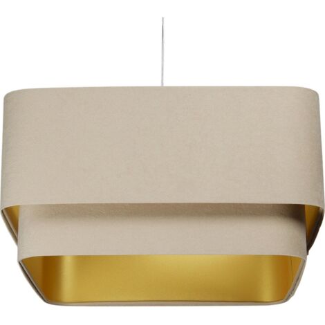 Suspension élégante velours et reflets dorés - Beige doré chic et moderne