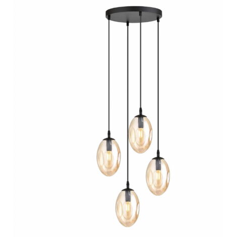 Suspension Emibig Astral 4xE14 40cm verre miel noir