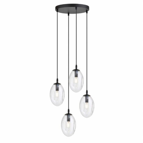 Suspension Emibig Astral 4xE14 verre clair noir Ø40cm