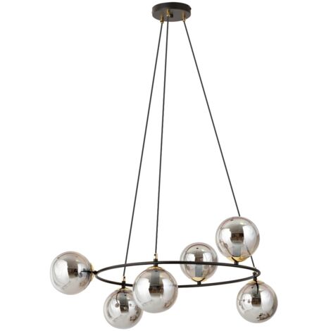 Suspension Emibig Azura 6 lumières noir verre Ø75cm
