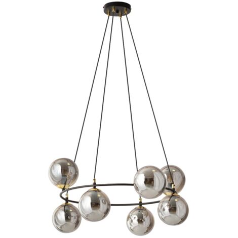 Suspension Emibig Azura Ø75 noire verre graphite 8xE14