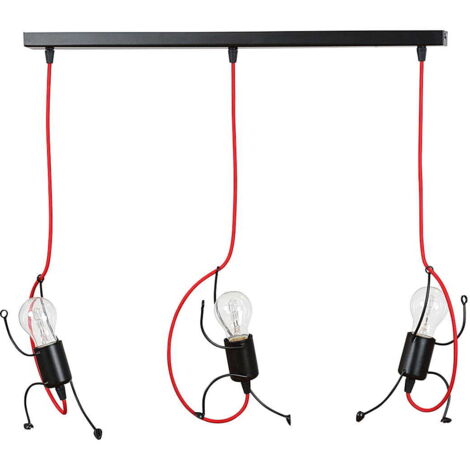 Suspension Emibig Bobi 3 métal 3xE27 noir/rouge réglable