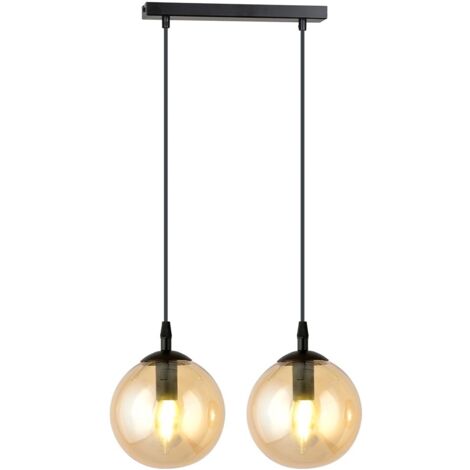 Suspension Emibig Cosmo 2 noire verre miel 2xE14 40 cm