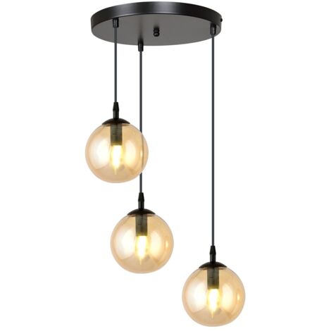 Suspension Emibig COSMO 3 3xE14 noir miel verre métal