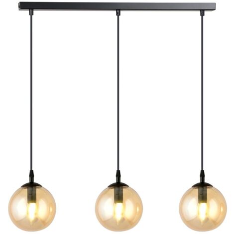Suspension Emibig COSMO 3xE14 noir miel verre métal