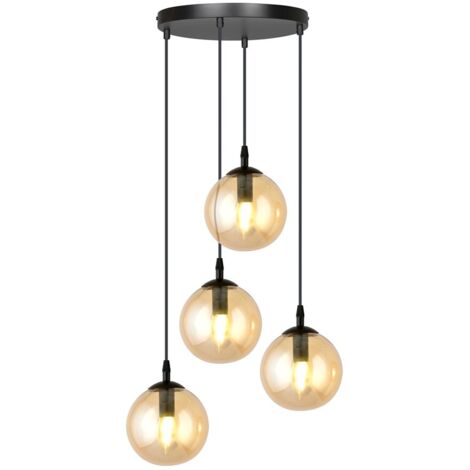 Suspension Emibig COSMO 4 4xE14 noir/miel verre métal