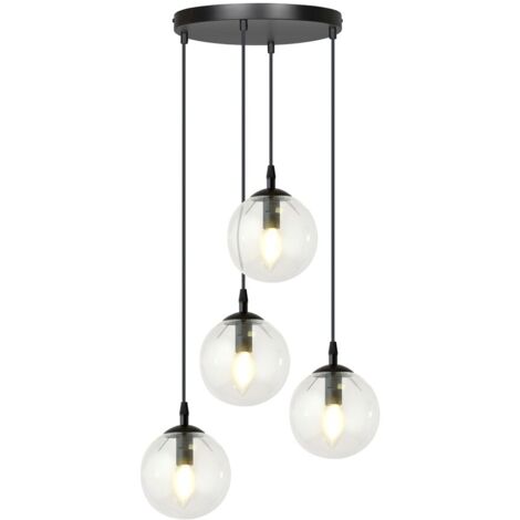 Suspension Emibig COSMO 4xE14 noir verre clair réglable