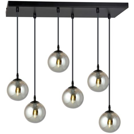 Suspension Emibig Cosmo 6xE14 noir graphite métal verre