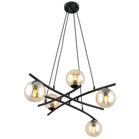 Suspension Emibig ESSA 5xE14 noir miel verre Ø100cm