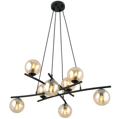Suspension Emibig ESSA 8 lumières noir/ambre Ø100 E14