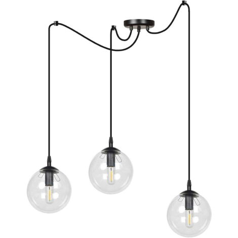 Suspension Emibig GIGI 3, 3xE14 noir verre transparent