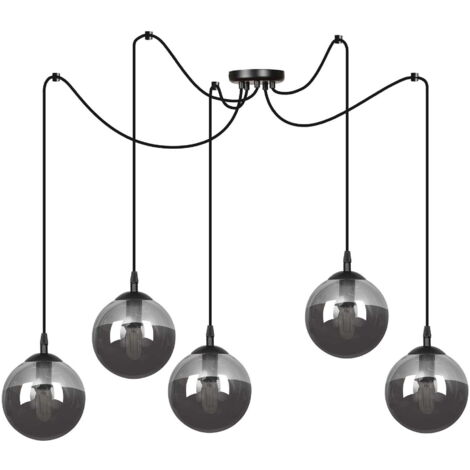 Suspension Emibig GIGI 5, 5xE14, noir graphite, verre