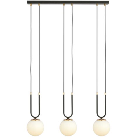 Suspension Emibig Glam 3, 3xE14 noir/opale réglable