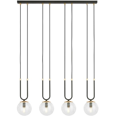 Suspension Emibig Glam 4 noire/verre 4xE14 réglable 115cm